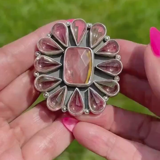 Federico Jimenez Sterling Silver Rose Quartz Ring | Oversized Statement Cocktail Ring | Collectible Designer Jewelry