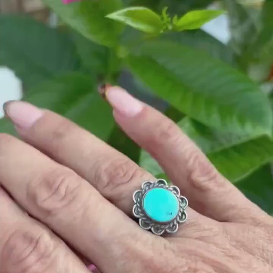 Vintage Sterling Silver Turquoise Ring – Size 5 3/4
